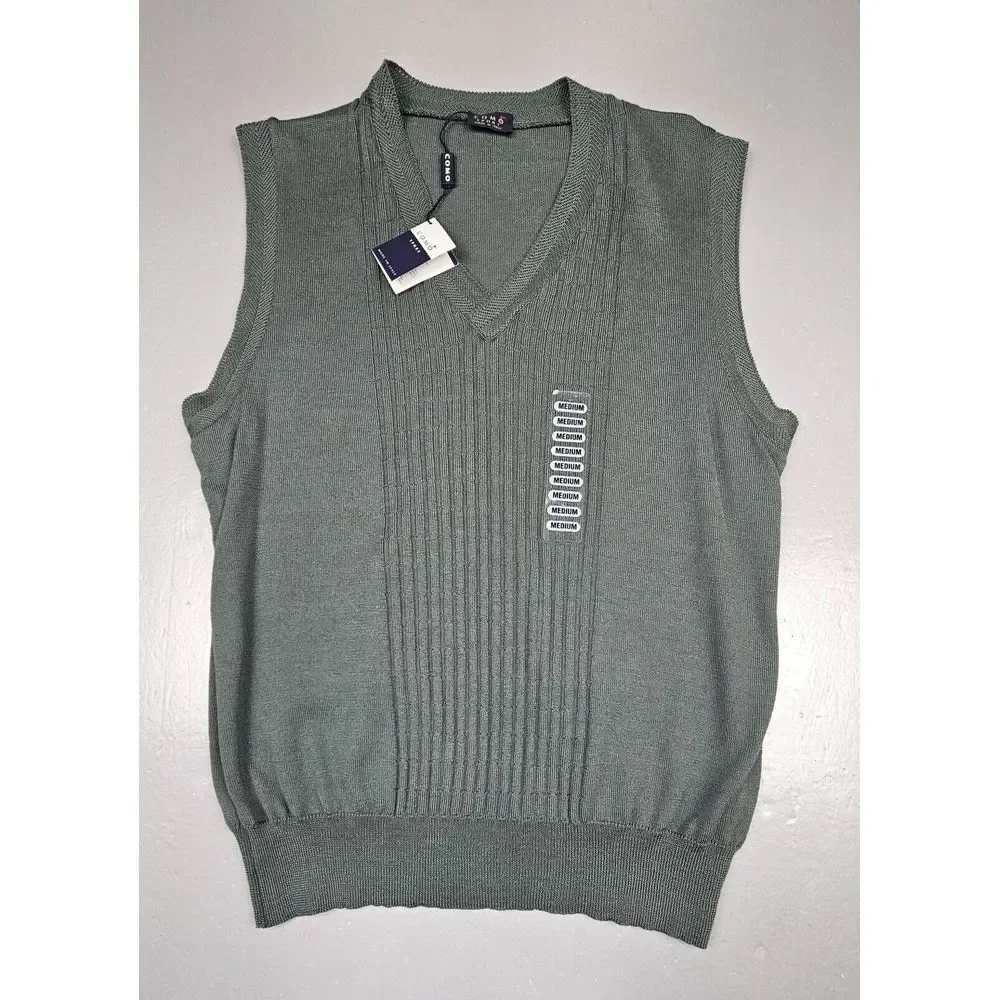 Como Sport Sweater Vest Mens Medium. Green Wool Silk Made in Italy #9MS358 NWT